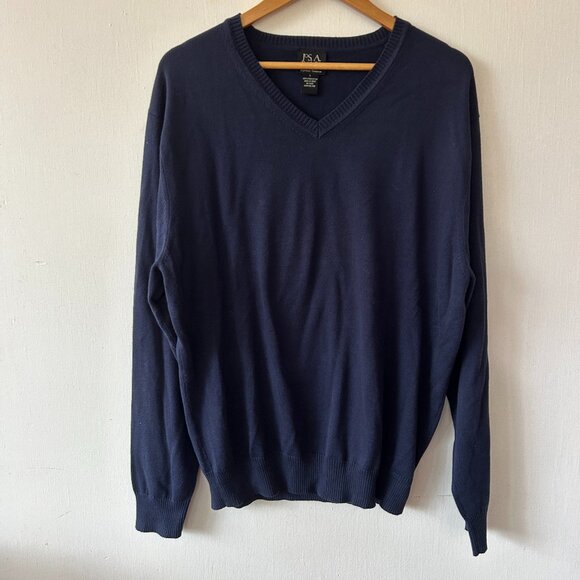 Jos. A. Bank Other - Jos A Bank V-neck Sweater‎ Mens Large Navy Blue Academia Old Money Knit Pullover